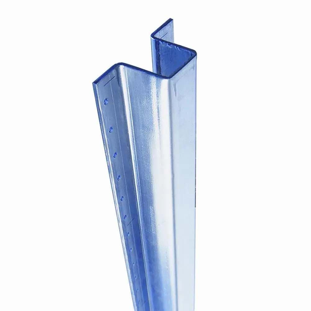 Close-up of galvanized steel U-channel fence post with pre-drilled holes for secure, rust-resistant installation — ideal for wood or vinyl fencing systems