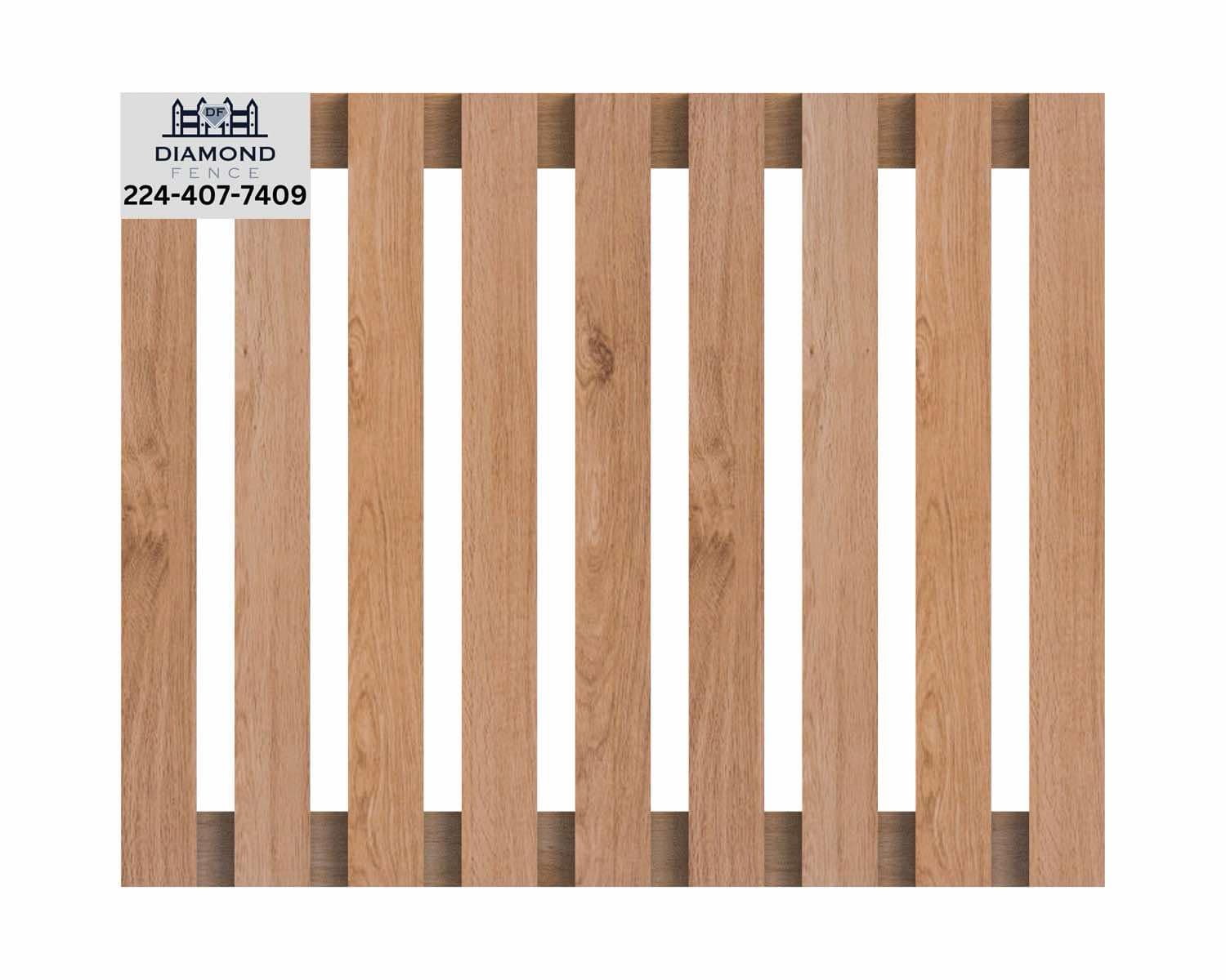 Full-height wooden privacy fence with tightly spaced vertical boards and hidden rail structure — offers maximum seclusion and natural beauty