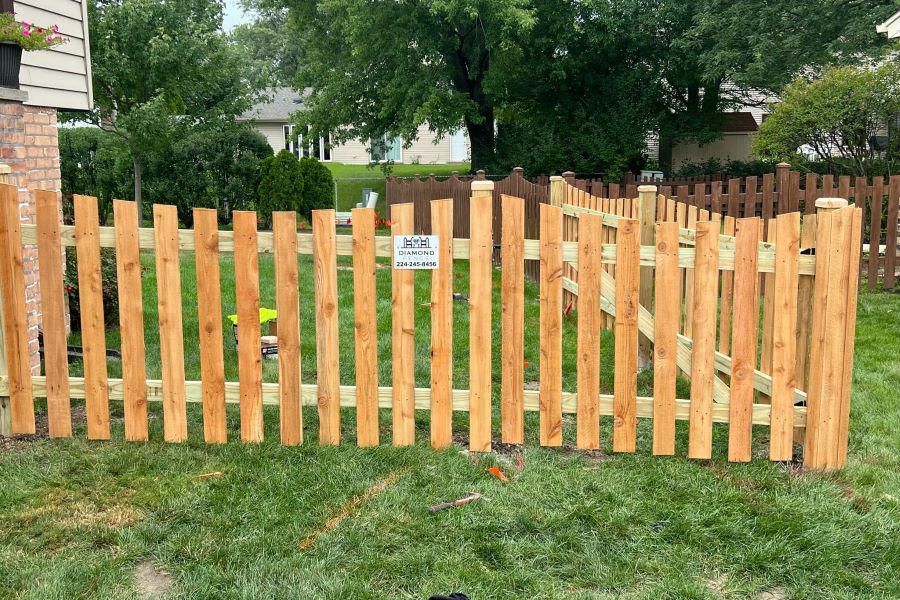 Cedar wood fence installed in an older Wheeling area neighborhood