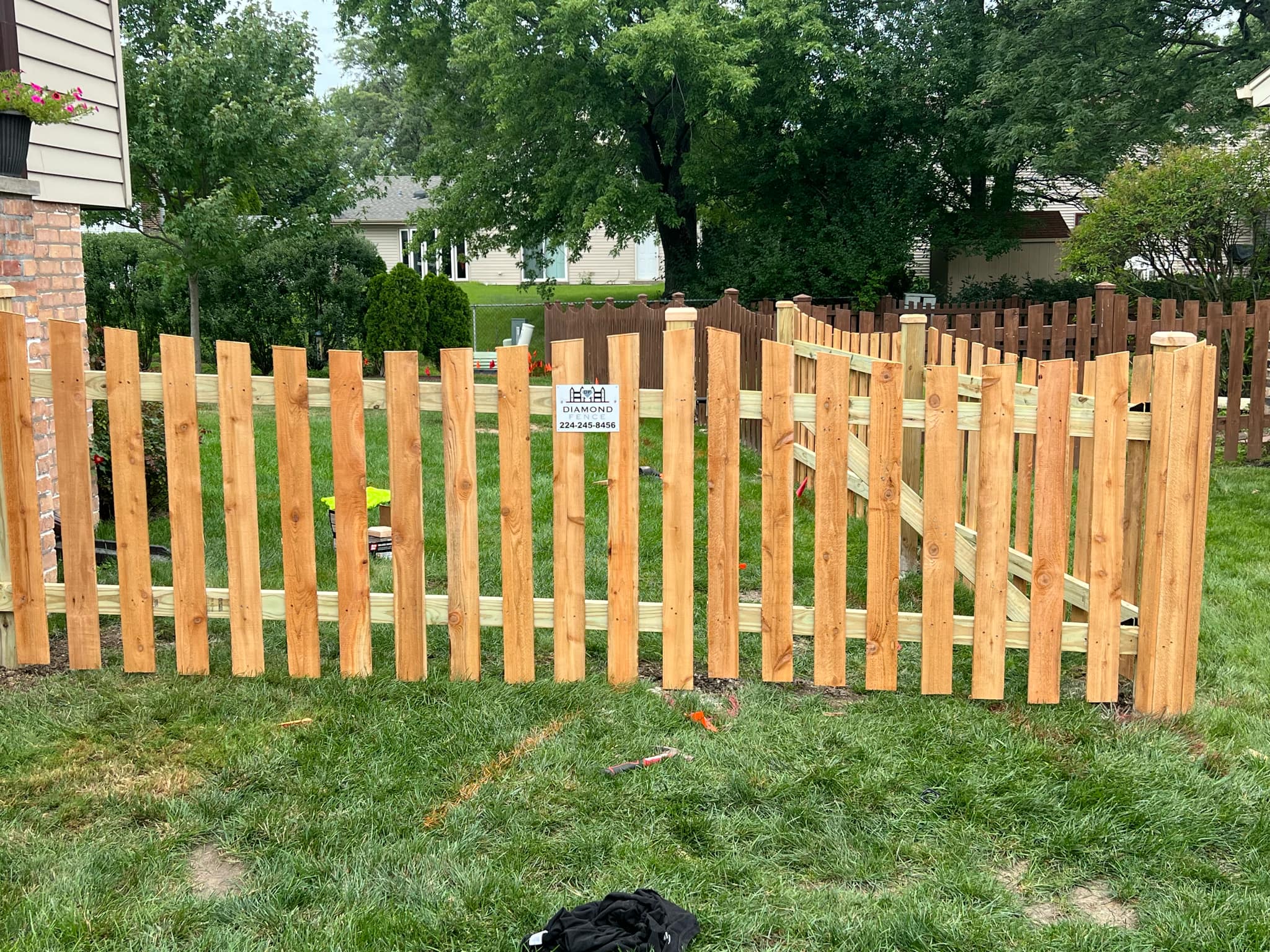 Cedar wood fence installed on a residential property